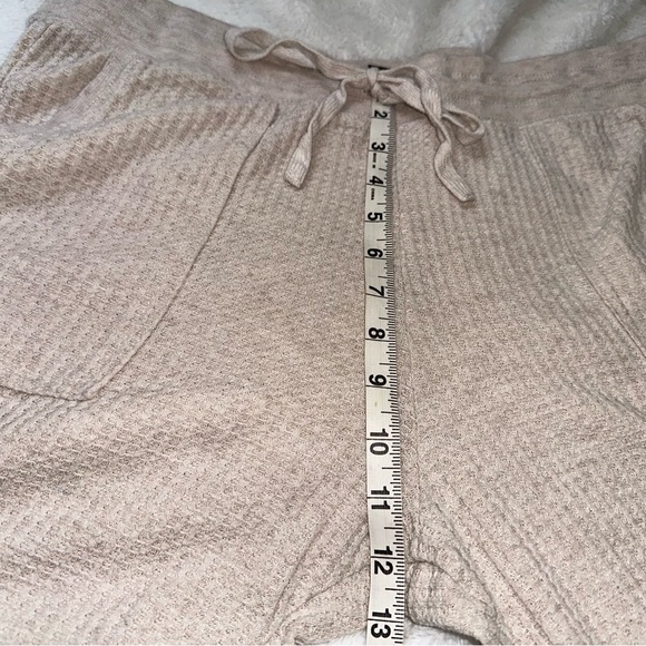 Splendid Waffle Knit Cream Jogger Pants L Drawstring Pockets Neutral Loungewear - Picture 9 of 10